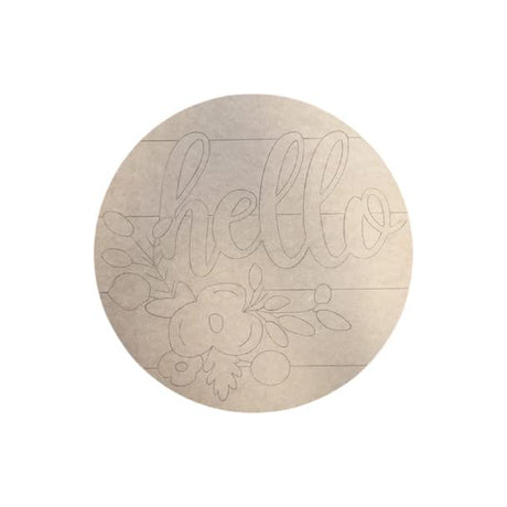 Hello Round Spring Shape, Engraved Shape, Unfinished Wood Craft, Build-A-Cross Build-A-Cross