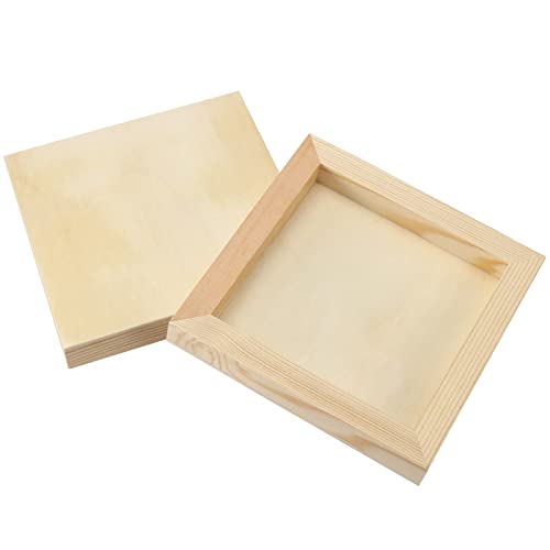 JOIKIT 20 Pack 5 x 5 Inch Wood Canvas Panels, 1cm Thick Wooden Canvas Board Unfinished Wood Cradled Painting Panel Boards, Artist Wooden Canvases for JOIKIT
