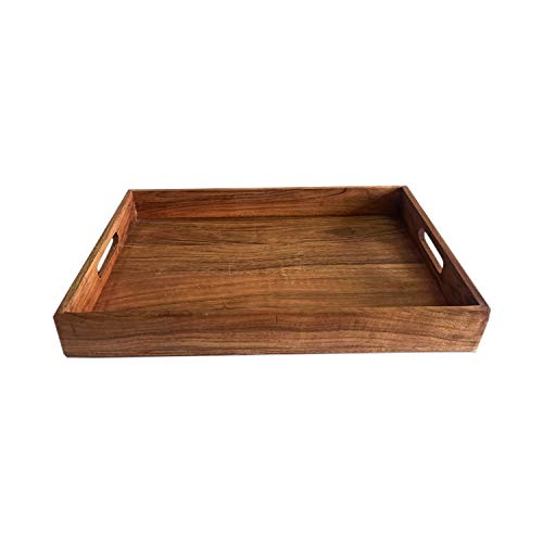 Kaizen Casa |Wooden Rectangular Serving Tray, Wood Plate, Tea/Drink Platter, Dinner Serving Tray, Snack Tray |Size_16"x 12" x 2” |Home Restaurants