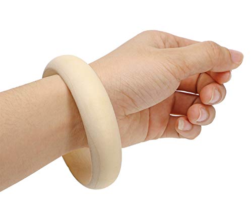 Penta Angel Wood Bangle Bracelets 4Pcs 2.83inch Unfinished Natural Round Wooden Ring for Art & Craft Project DIY Jewelry Making PENTA ANGEL