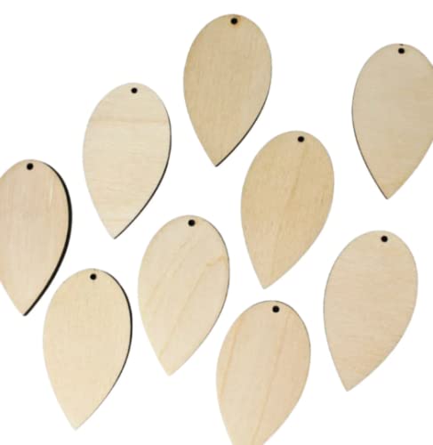 ALL SIZES BULK (12pc to 100pc) Unfinished Wood Laser Cutout Solid Reverse Teardrop Dangle Earring Jewelry Blanks Shape Crafts Made in Texas