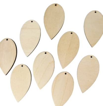 ALL SIZES BULK (12pc to 100pc) Unfinished Wood Laser Cutout Solid Reverse Teardrop Dangle Earring Jewelry Blanks Shape Crafts Made in Texas