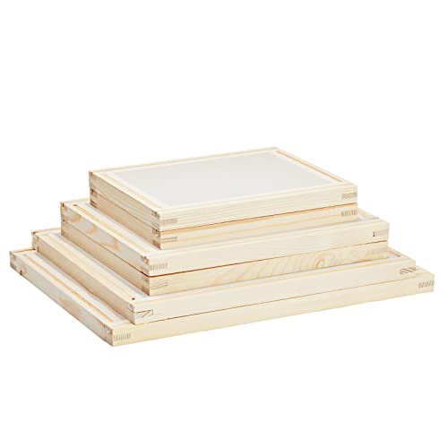 Bright Creations 6-Piece Set Wood Silk Screen Frame for Beginners and Kids Starter Kit, 110 White Mesh, 6x8, 8x10, 10x12, 10x14 Frames (4 Sizes) Bright Creations