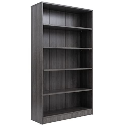 Wood Bookcase 5-Shelf Freestanding Display Wooden Bookshelf for Home Office School (11.6" D*33" W*59.8" H,Grey) Sunon