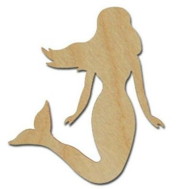 Mermaid Shape | Unfinished Wood Cutouts for DIY Crafts (8" inch 1 Piece)