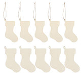 EXCEART 50Pcs Christmas Wooden Stockings Cutouts Wooden Pieces Unfinished Wood Slices for DIY Wood Crafts Stockings Embellishments Christmas Tree EXCEART