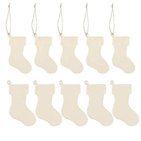 EXCEART 50Pcs Christmas Wooden Stockings Cutouts Wooden Pieces Unfinished Wood Slices for DIY Wood Crafts Stockings Embellishments Christmas Tree EXCEART