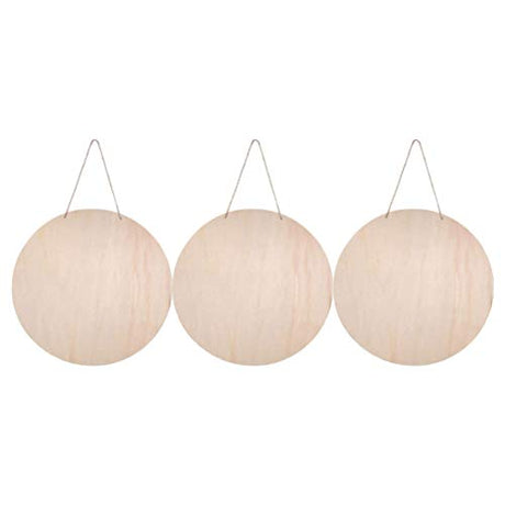 VOSAREA 3 Sets Pieces Wooden Round Hang tag Chalk Board Markers Wood Unfinished Cutout Hanging Decorative Wood Plaque Blank Plaque Wooden Pendant VOSAREA