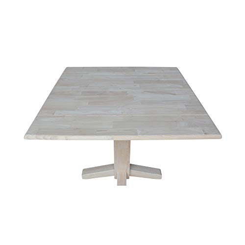 International Concepts Square Dual Drop Leaf Dining Table, 7 by 36-Inch, Unfinished