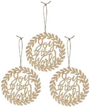 Joy to The World Wreath Unfinished Wood Christmas Cutout Ornaments - 3 Piece Christmas Crafts