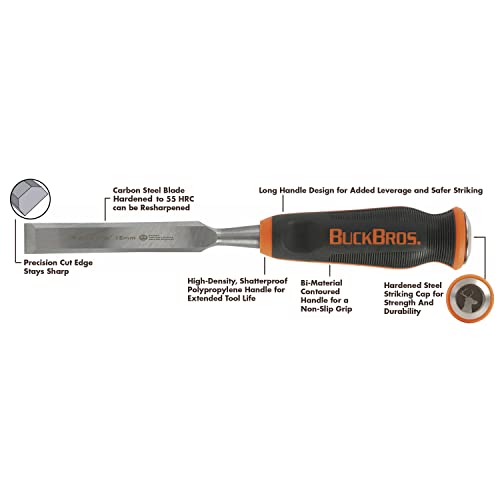 Buck Knives 1/4, 1/2, 3/4, 1, 1-1/4 COMFORT GRIP CHISEL SET Buck Knives