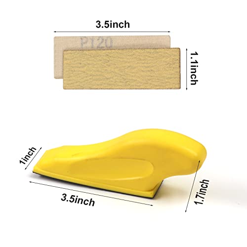 70 Sheets Micro Detail Sander Paper Kit,3.5”x 1”Hand Sanding Block for Small Projects Wet Dry Hook & Loop Alumina 80 to 600 Grit Sandpaper for Wood MAXMAN