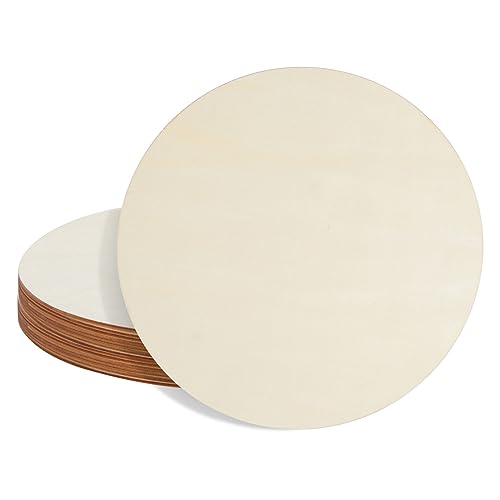 Unfinished Wood Round Circle Cutouts, 12 Inch Wooden Discs for Crafts, Projects, Wood Burning, Painting, Decor (8 Pack)