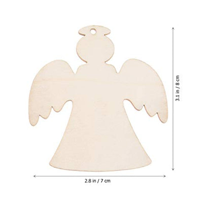 EXCEART 10pcs Wooden Angel Cutouts Christmas Tree Hanging Tags Unfinished Angel Figurine Wood Slices DIY Painting Wood Ornament Goodie Bag Stuffer