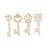 ABOOFAN 60 Pcs Unfinished Wood Craft Wood Key Embellishment Wooden Embelliment DIY Wood Antique Keys Unfinished Wooden Keys Wood Slices Natural Home ABOOFAN