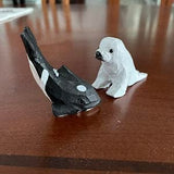 White Seal Figurine Statue Baby Pup Small Animal Sculpture Art Home Decoration Wood Carved Selsela