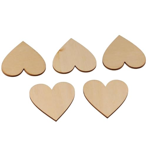 hobbyhub 100Pcs Wood Heart-Shaped Unfinished Blank Wooden Slices 5cm Hanging Decorations for DIY Crafts - WoodArtSupply