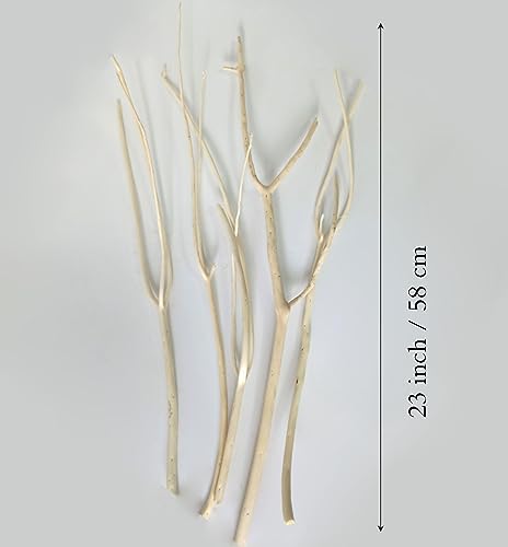 23 Inch Decorative Dried Bleached Mitsumata Branches, Natural Wood DIY Craft Branches for Home Wedding Party Decoration DongArts