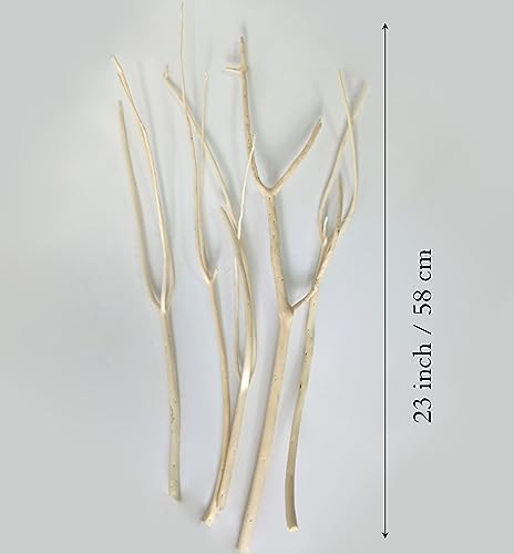 23 Inch Decorative Dried Bleached Mitsumata Branches, Natural Wood DIY Craft Branches for Home Wedding Party Decoration - WoodArtSupply