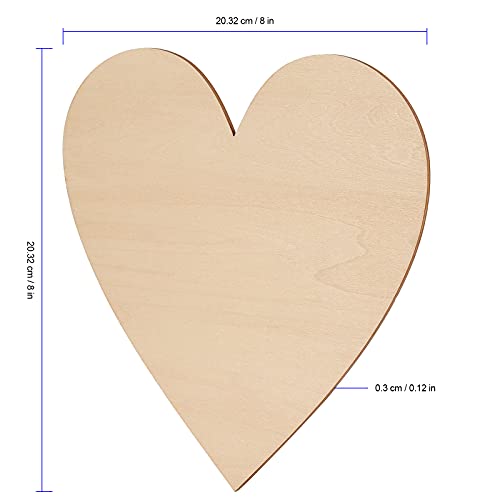 FUNSUEI 30 PCS 8 Inches Natural Wood Heart Slices, Unfinished Predrilled Wooden Heart Cutouts, Wood Heart Shape Slices for Home Decoration, Wedding, FUNSUEI