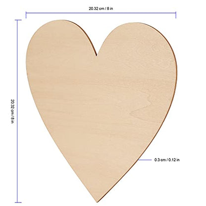 FUNSUEI 30 PCS 8 Inches Natural Wood Heart Slices, Unfinished Predrilled Wooden Heart Cutouts, Wood Heart Shape Slices for Home Decoration, Wedding,