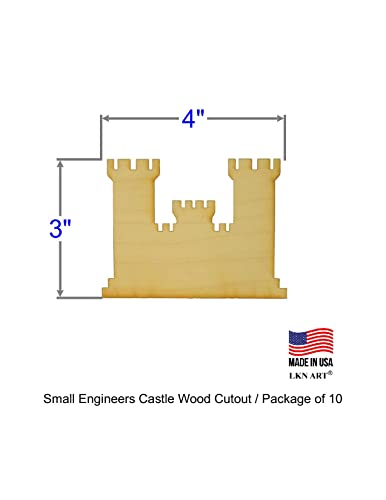 Unfinished Engineers Castle Wood Cut Out Available in a Variety of Sizes and Thicknesses (1/8” Thickness, Small 4" x 3" (Package of 10)) - WoodArtSupply