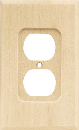 Franklin Brass Wood Square Wall Plate, Unfinished Wood Single Duplex Outlet Cover, 3-Pack, W10397V-UN-C Franklin Brass