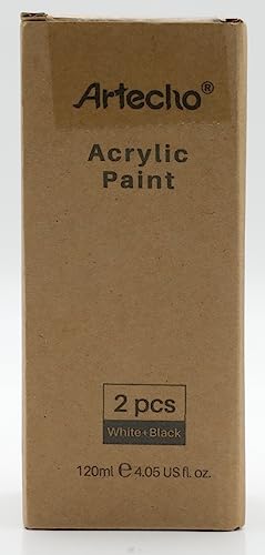 Artecho Professional Acrylic Paint, White and Black (120ml / 4.05oz) Tubes, Art Craft Paints for Canvas, Rock, Stone, Wood, Fabric, Art Supplies for - WoodArtSupply