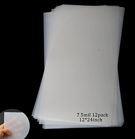 12 Pack 7.5 mil Blank Stencil Sheets 12 x 24 inch Mylar Sheet, Acetate Sheets for Crafts, Milky Translucent PET Template Material for Cricut, EGOSKY