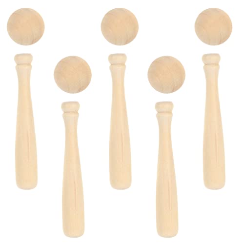 Toyvian Unfinished Mini Wooden Baseball Bats and Balls Unpainted Wood Baseball Bats for Scrapbooking and DIY Craft Projects Toyvian