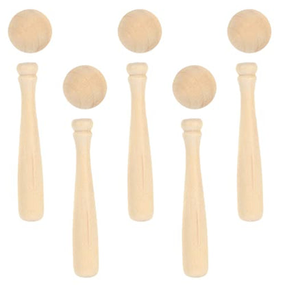 Toyvian Unfinished Mini Wooden Baseball Bats and Balls Unpainted Wood Baseball Bats for Scrapbooking and DIY Craft Projects - WoodArtSupply