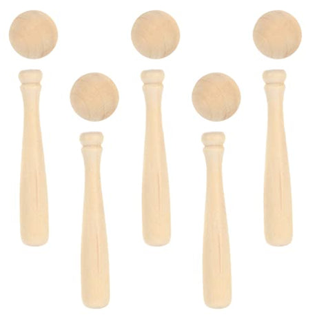 Toyvian Unfinished Mini Wooden Baseball Bats and Balls Unpainted Wood Baseball Bats for Scrapbooking and DIY Craft Projects Toyvian