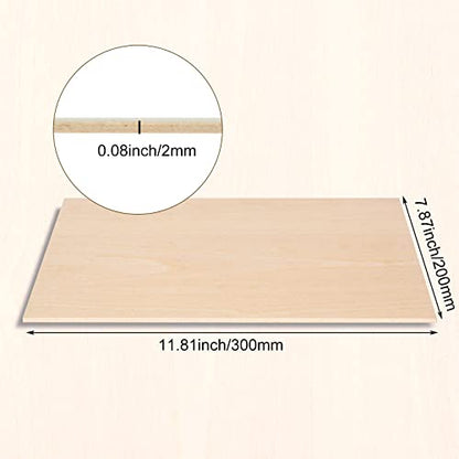 25 Pack 8 x 12 Inch Basswood Sheets, 1/16 Thin Craft Plywood Sheets, Thin & Unfinished Wood Boards for Crafts, Hobby, Model Making, Wood Burning