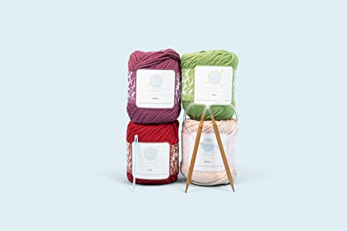 Aeelike Knitting Kits for Beginners, 4 Pcs Bamboo and Metal Knitting Needle  Set with Cotton Yarn, Knitting Set for Making Dishcloth with Step-by-Step