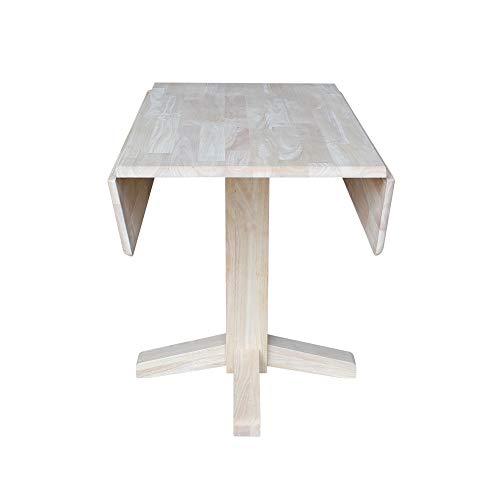 International Concepts Square Dual Drop Leaf Dining Table, 7 by 36-Inch, Unfinished