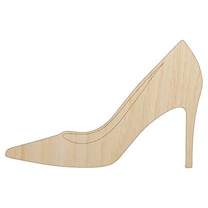 High Heel Pump Shoe Unfinished Wood Shape Piece Cutout for DIY Craft Projects - 1/4 Inch Thick - 4.70 Inch Size - WoodArtSupply