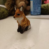 Selsela Red Fox Figurine Statue Small Wood Art Sculpture Decoration Art Carving Miniature Animals Selsela