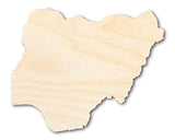 Unfinished Wood Nigeria Shape - West Africa Craft - up to 36" DIY 16" / 1/8" 24 Hour Crafts