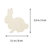 Amosfun 30pcs Wooden Easter Cutouts Rabbit Unfinished Wood Slices Wooden Easter Crafts with Hemp Ropes for Easter Hanging Party Decoration Amosfun