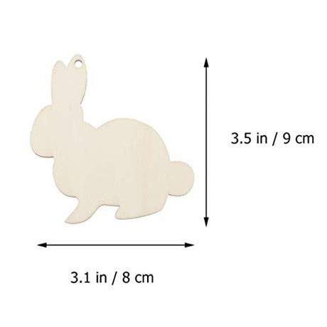 Amosfun 30pcs Wooden Easter Cutouts Rabbit Unfinished Wood Slices Wooden Easter Crafts with Hemp Ropes for Easter Hanging Party Decoration Amosfun