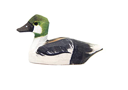 Selsela Goldeneye Mini Wood Duck Figurine Statue Carving Decoration Decoy Sculpture Small Animals - WoodArtSupply