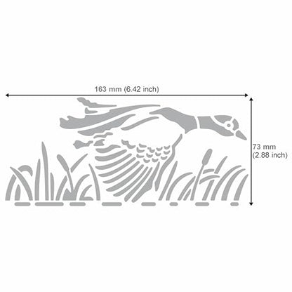 Aleks Melnyk No.469 Metal Stencil, Duck Flies Over Water and Reeds, Birds, Animals, Small Stencil, 1 PC, Template for Wood Burning, Engraving, - WoodArtSupply