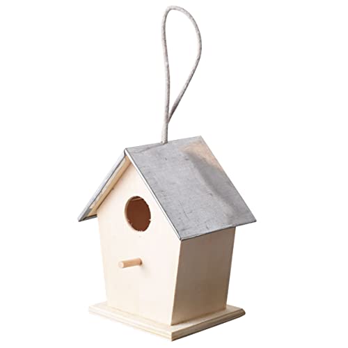 BESPORTBLE Outdoor Bird House Hummingbird Nest Garden Hanging Bird Nest Cottage Bird House Unfinished Wood Birdhouse Craft Wood Bird House Hanging BESPORTBLE