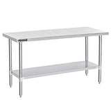 Food Prep Stainless Steel Table - DuraSteel 30 x 72 Inch Commercial Metal Workbench with Adjustable Under Shelf - NSF Certified - For Restaurant, DuraSteel