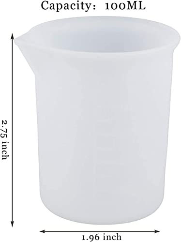 3 Silicone Measuring Cups for Resin 100ml,Nonstick Silicone Mixing Cups/DIY Glue Tools Epoxy Resin Cups Reusable Precise Scale Resin Mixing Cups for MLOLM