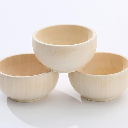 DEARMAMY 4Pcs Small Unfinished Wooden Bowls Mini Pinch Bowls Wooden Craft Bowls Rustic Condiment Bowls for Art Craft DIY Painting