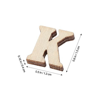 VILLCASE Mini Wood Letters, 200 Pieces Unfinished Wood Alphabet Letter Slices, 0.6" A-Z Wood Pieces DIY Wooden Alphabet Spelling Educational Kits for