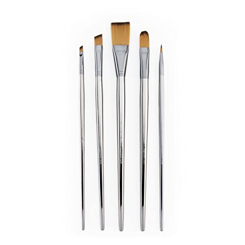 Royal & Langnickel Zen 5pc Long Handle Brush Set, Includes - Flat, Filbert, Angular & Round Brushes - WoodArtSupply