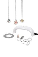 Blue Moon Beads UV Resin Dried Flower Necklace Jewelry-Making Kit, Starter Kit with Light Blue Moon Beads