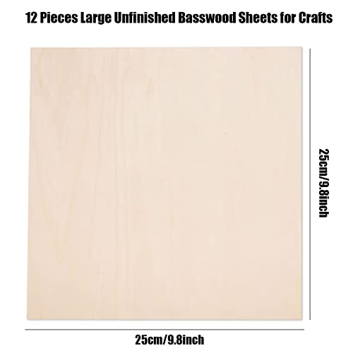 24 Pack Basswood Sheets 10 x 10 x 1/8 Inch- 3mm Thick Plywood Sheets Board Thin Unfinished Squares Wood Sheets for DIY Crafts, Laser Projects, Wood - WoodArtSupply